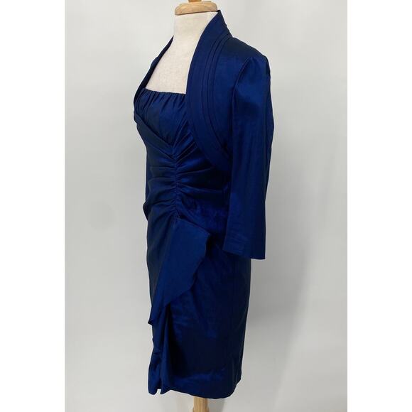 Adrianna Papell Cocktail Dress & Jacket Set Iridescent Cobalt Blue Womens Medium - Picture 8 of 14